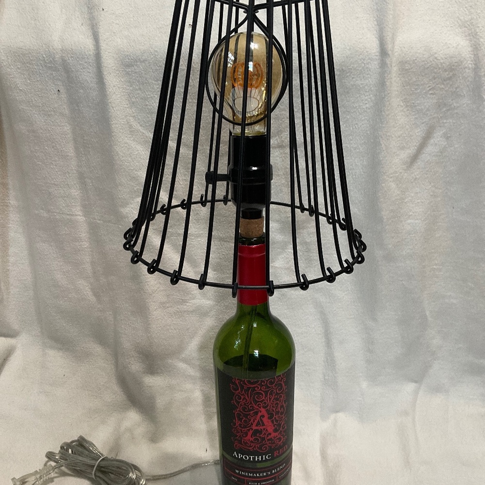 Table lamp made from wine bottle. H267